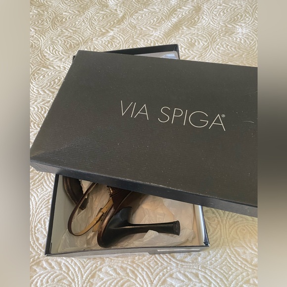 Via Spiga Dark Brown Leather High Heel Sandal, made in Italy. Size 9. - Picture 10 of 11